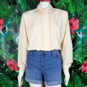 Vintage 80s/90s laser cut-out pleated blouse